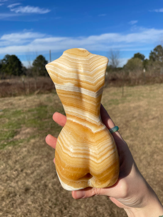 Large Banded Calcite Goddess Carving (lady body)