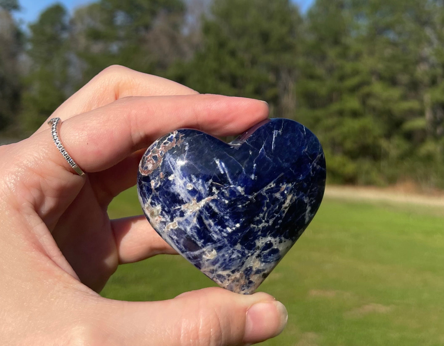 Sodalite Heart Palm Sizeđź’™ #1