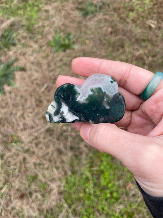 Moss Agate Mini Cloud Carving