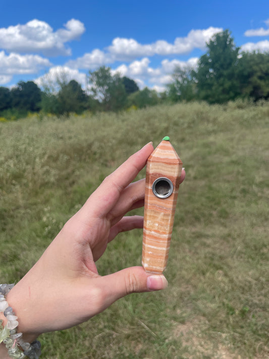 Orange Calcite Crystal Pipe (decor)