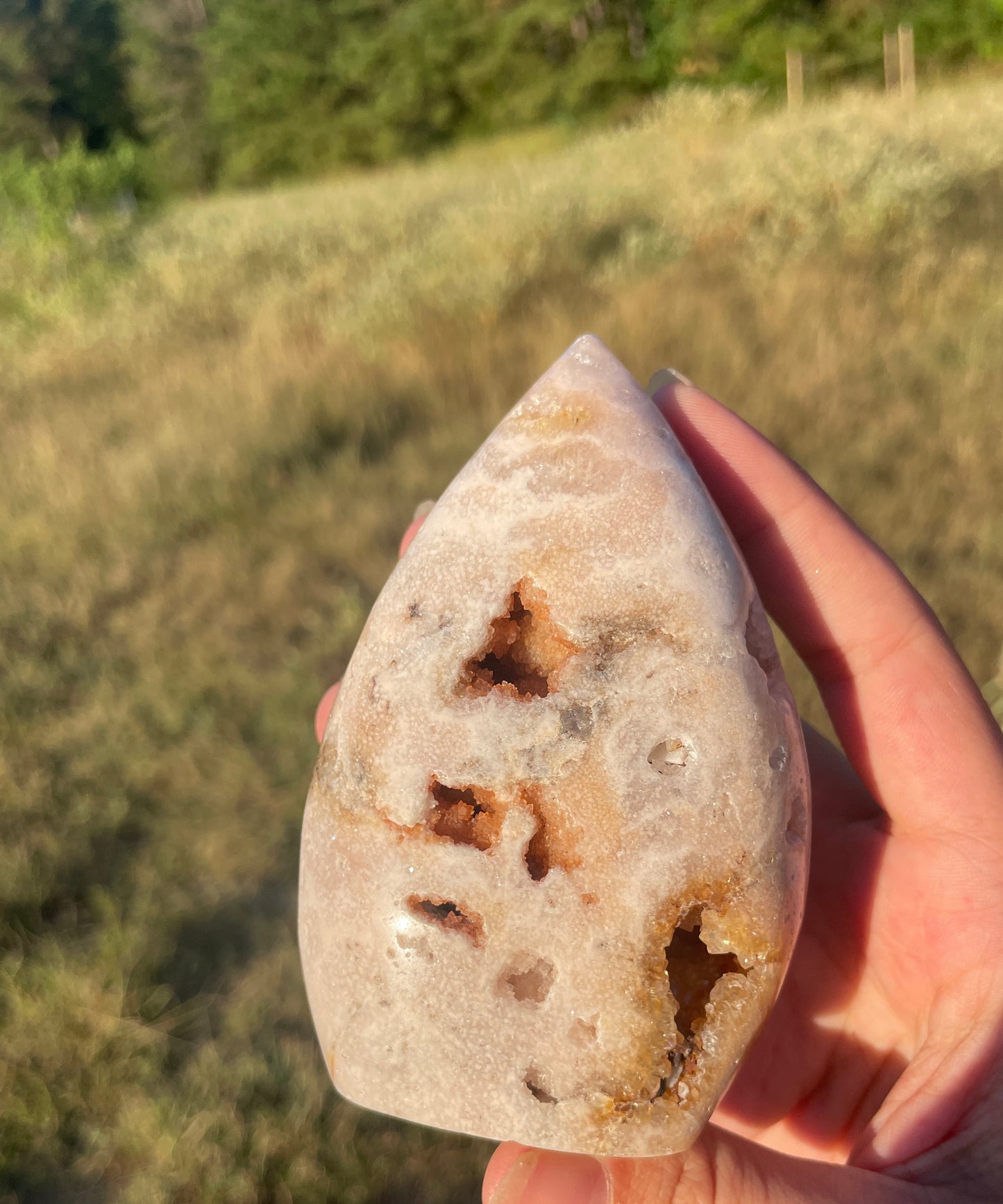 Druzy Pink Amethyst/Flower agate Freeform