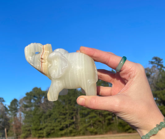 Banded Afghanistan Jade Large 1lb Elephant Carving