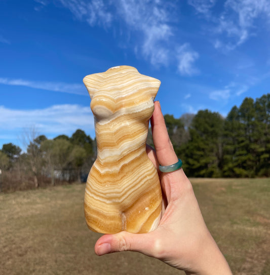Large Banded Calcite Goddess Carving (lady body)