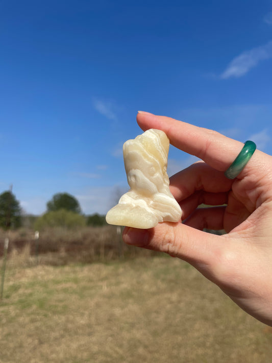 Mini Yellow Calcite Groot Carving