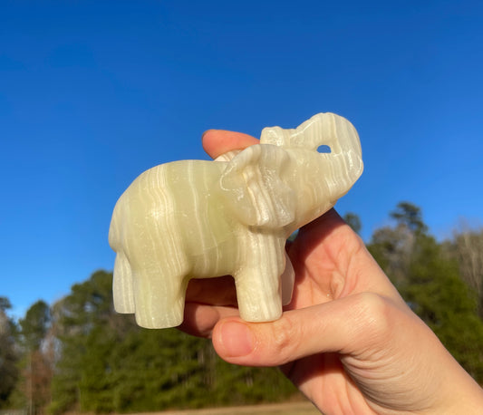Banded Afghanistan Jade Large Elephant carving