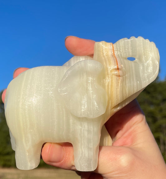 Banded Afghanistan Jade Large 1lb Elephant Carving
