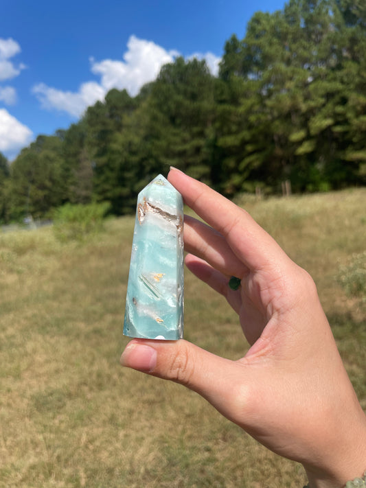 Druzy Carribean Calcite tower #3