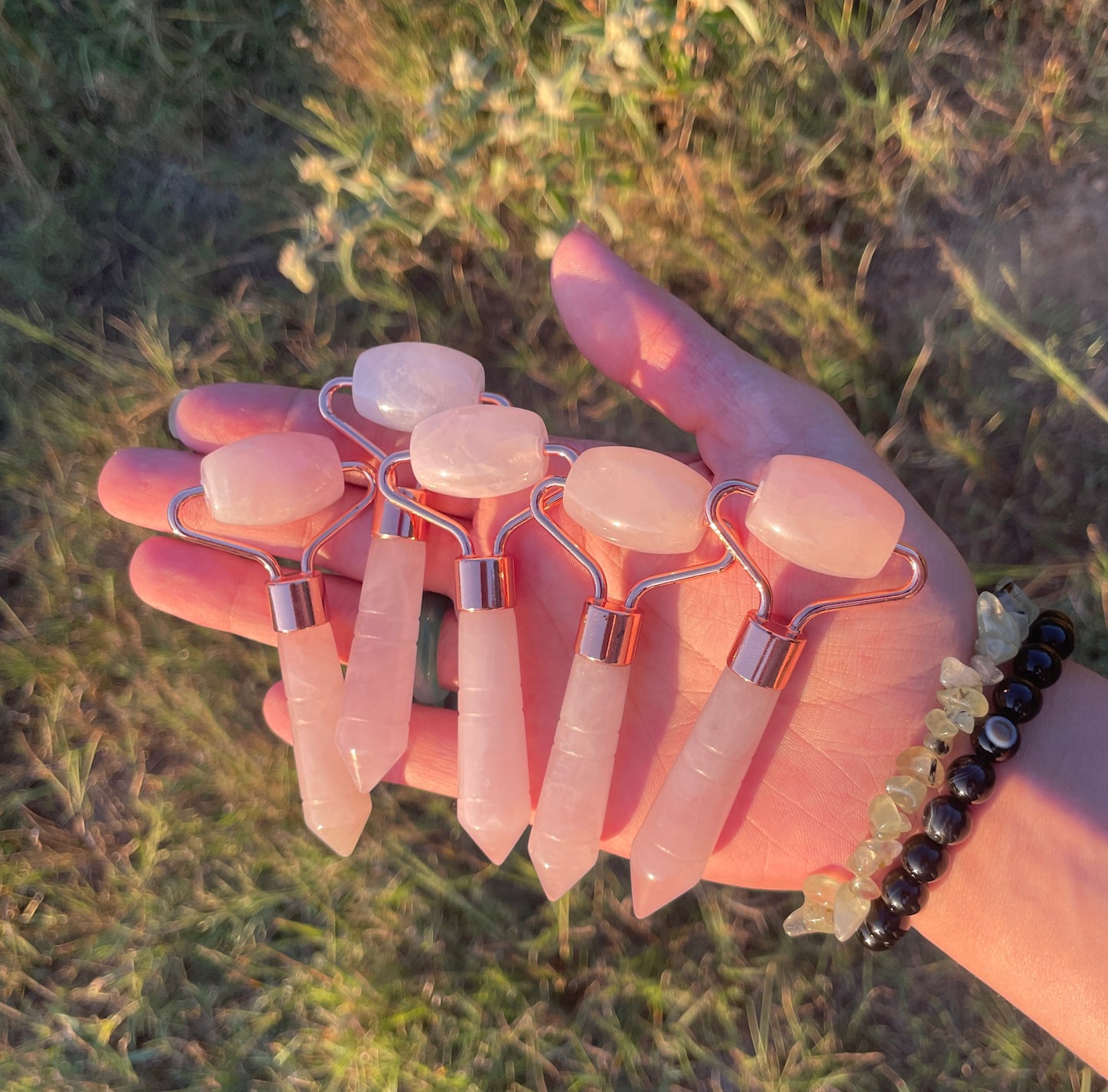 Mini Rose Quartz crystal face rollers