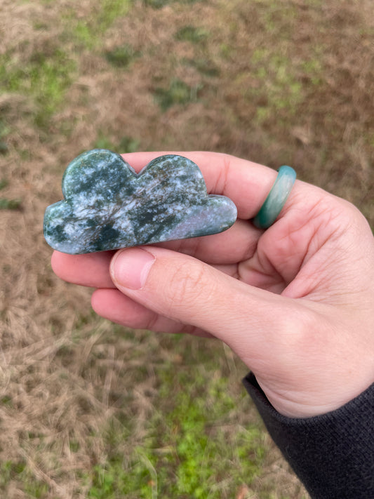 Moss Agate Mini Cloud Carving