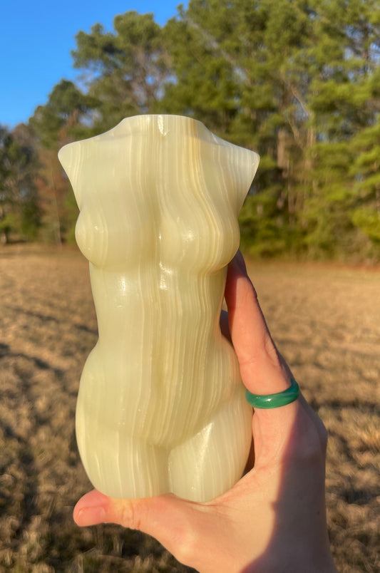 Gorgeously banded Large Afghanistan Jade Goddess Carving (lady body)