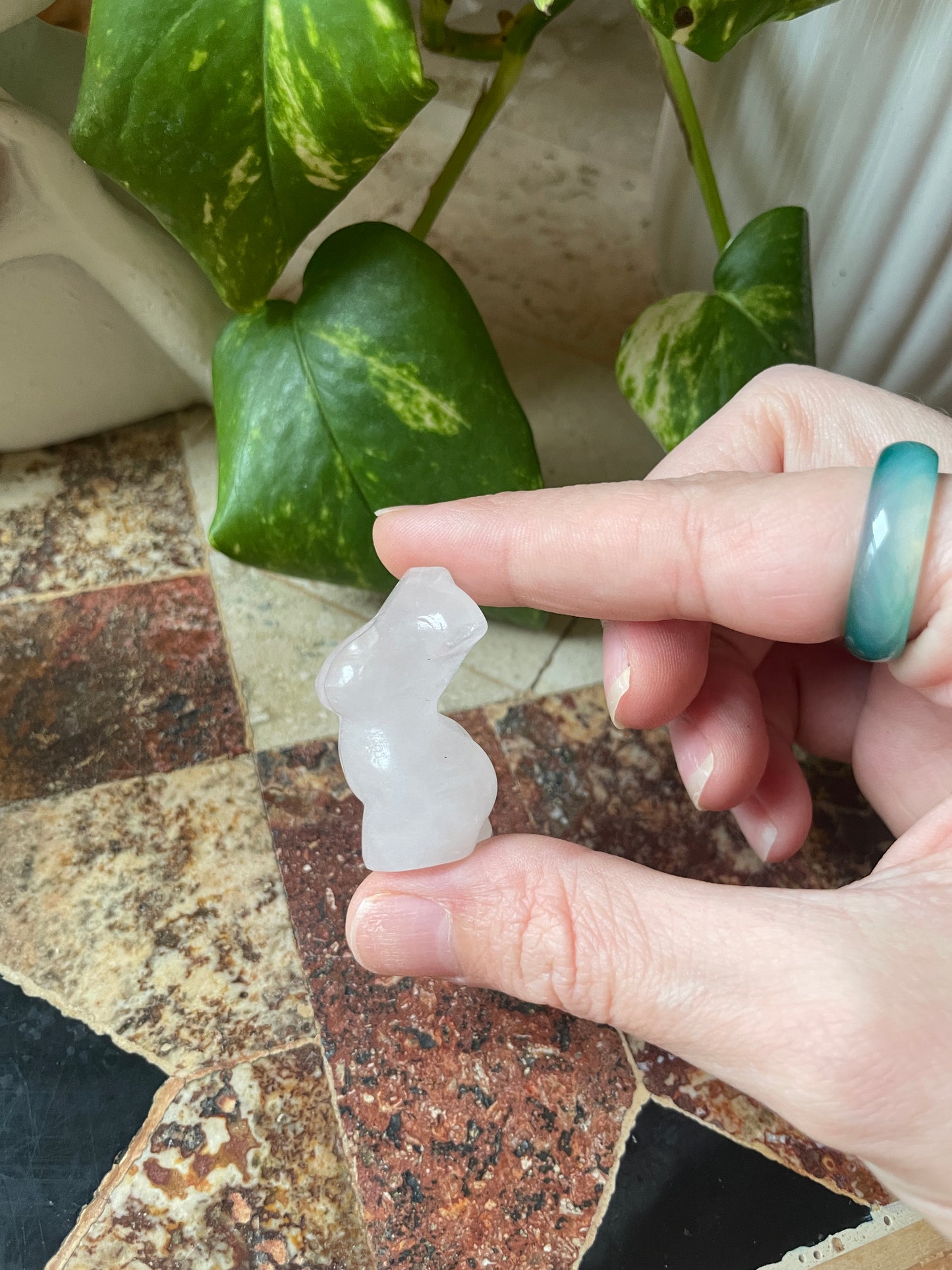 Mini Clear Quartz Goddess carving (lady body)