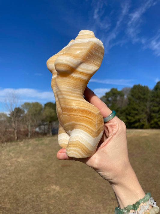 Banded Calcite Large Goddess Carving (lady body)