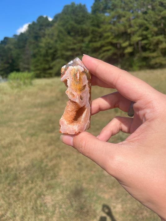 Druzy red moss agate/ carnelian tower #1