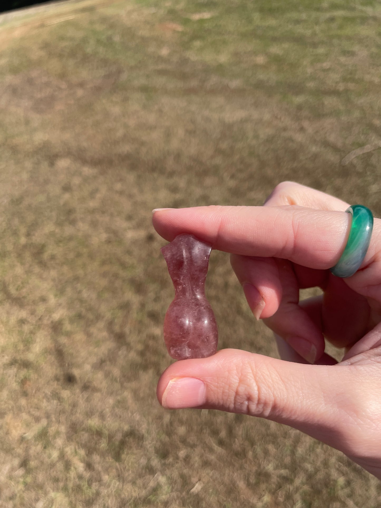 Mini Strawberry Quartz Goddess carving (lady body)