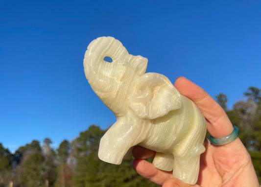 Banded Afghanistan Jade Large Elephant carving