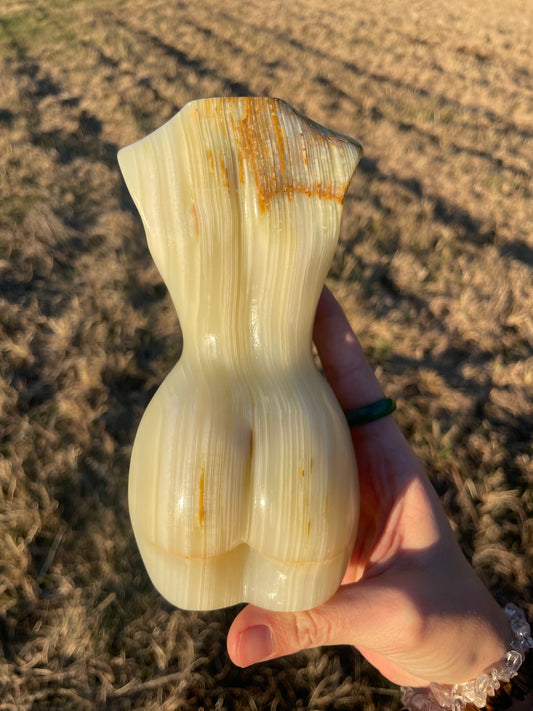 Gorgeously banded Large Afghanistan Jade Goddess Carving (lady body)