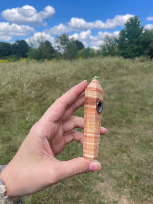 Orange Calcite Crystal Pipe (decor)