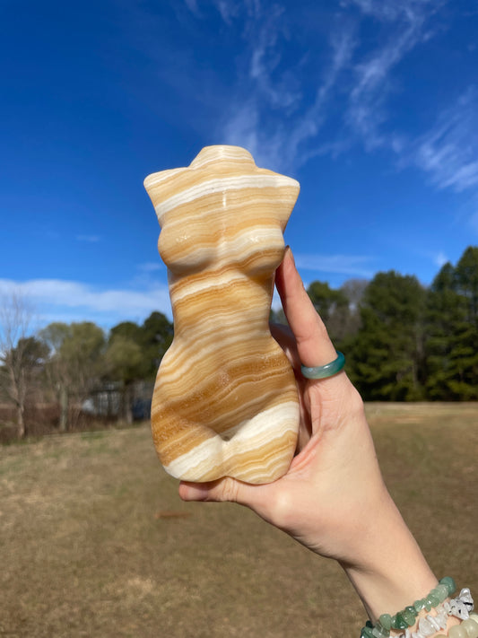 Banded Calcite Large Goddess Carving (lady body)
