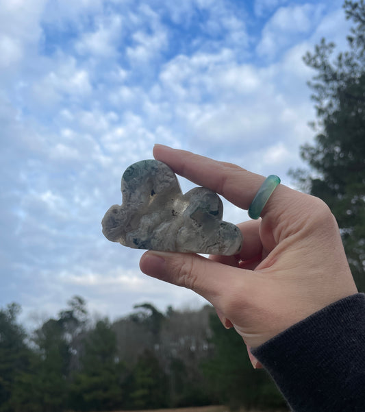 Druzy Moss Agate Mini Cloud Carving