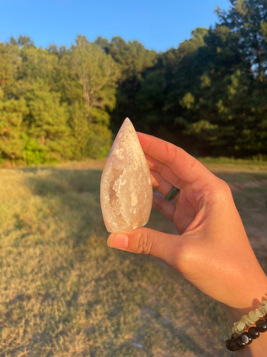 Druzy Pink Amethyst/flower agate freeform💕