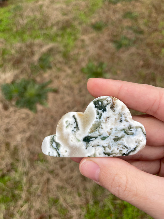Moss Agate Mini Cloud Carving