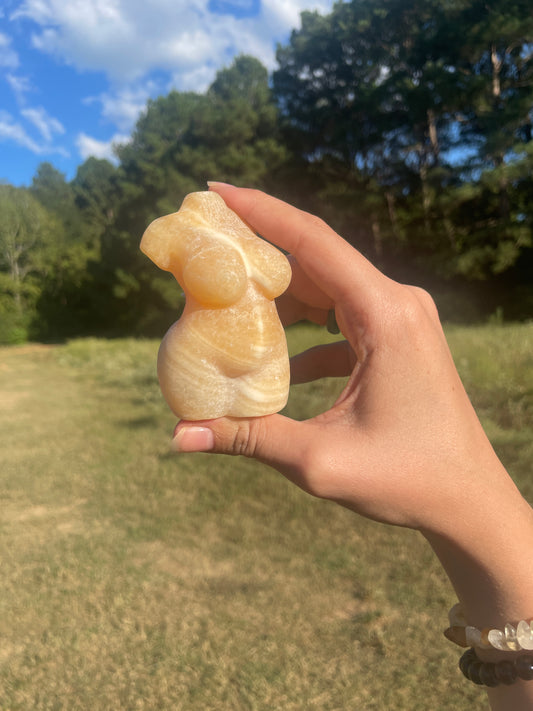 Banded Calcite Goddess carving