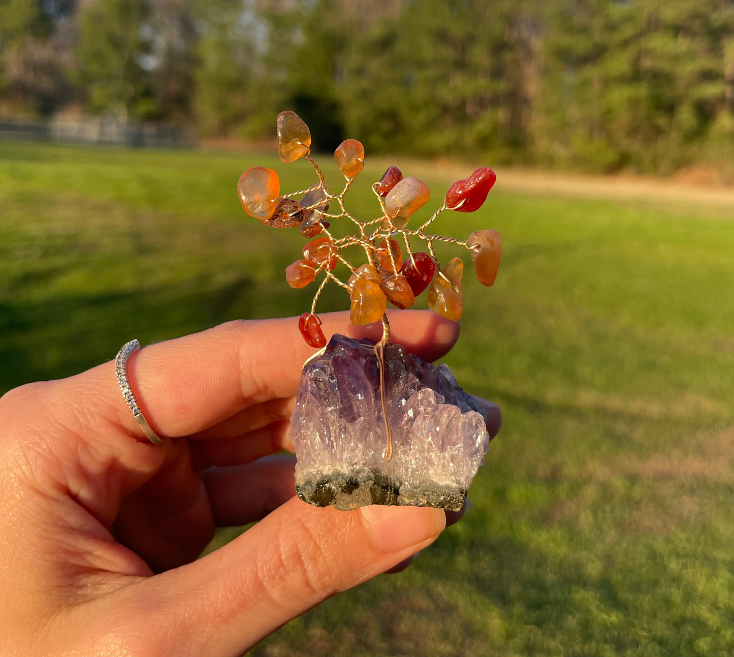 Tree of Life Carnelian / Amethyst cluster base