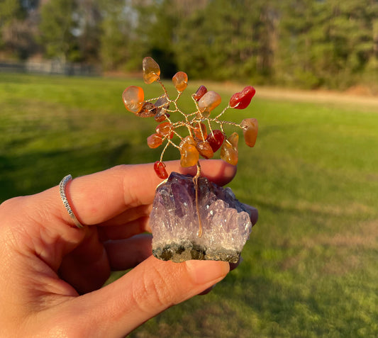 Tree of Life Carnelian / Amethyst cluster base