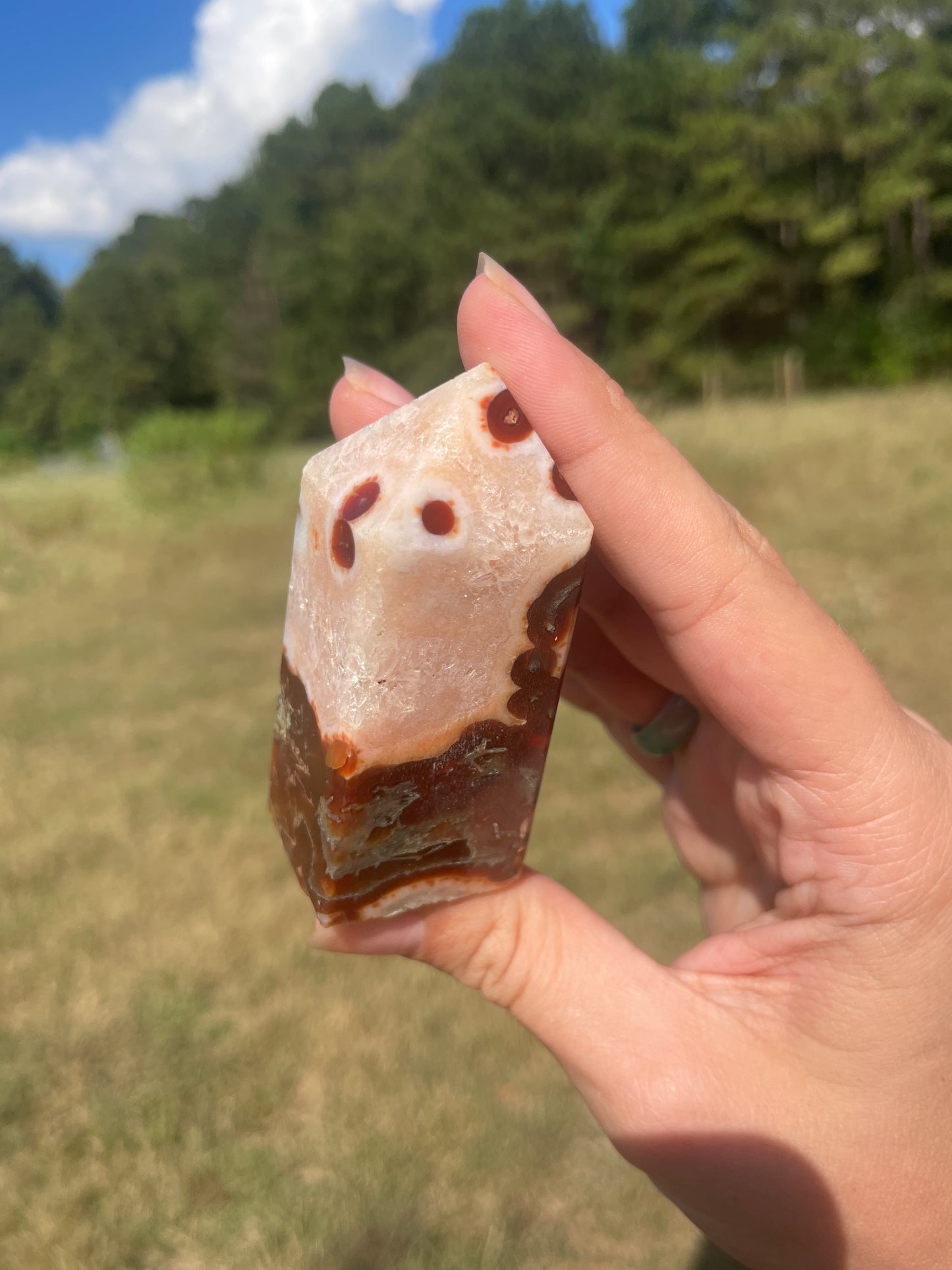 Imperfect Druzy red Moss agate/carnelian tower #3