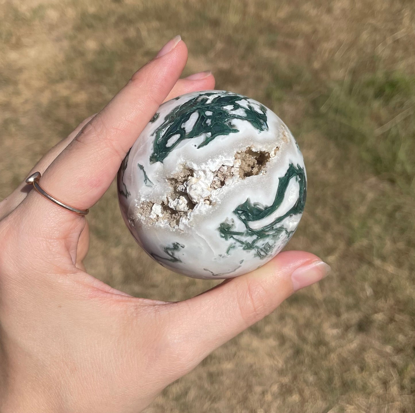 Druzy Moss Agate Sphere