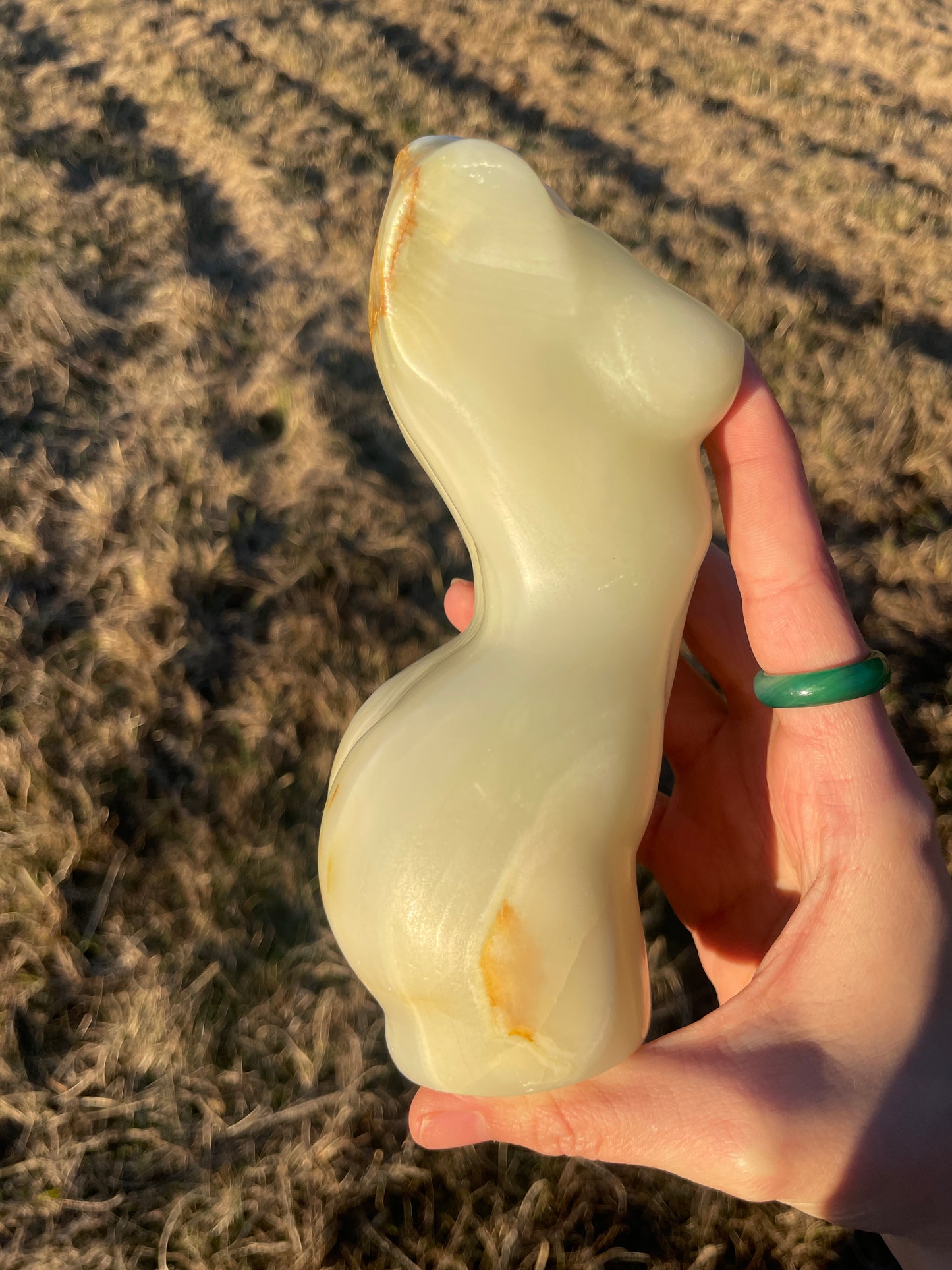 Gorgeously banded Large Afghanistan Jade Goddess Carving (lady body)