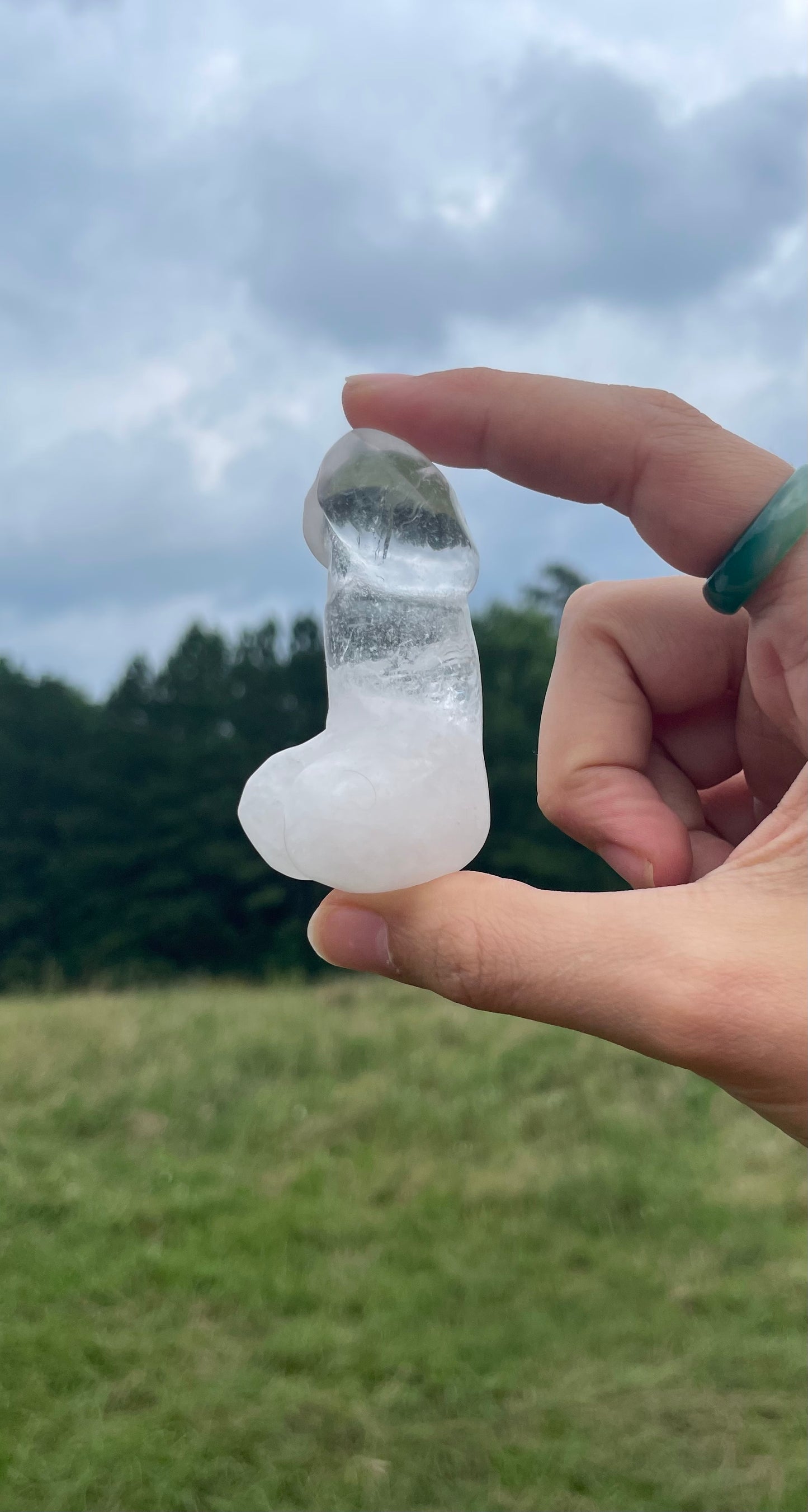 Imperfect Mini Clear Quartz Crystal Penis Carving