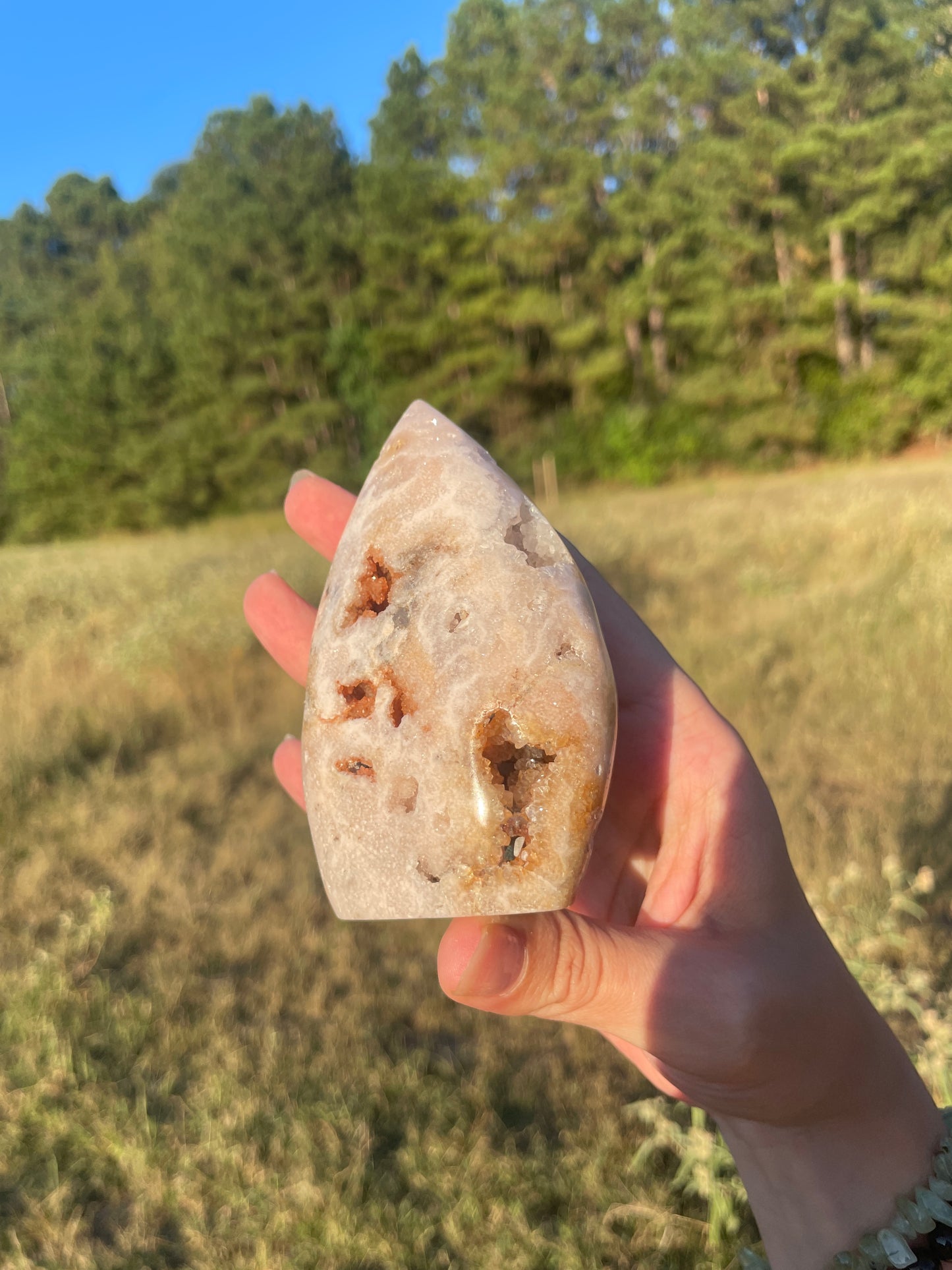 Druzy Pink Amethyst/Flower agate Freeform