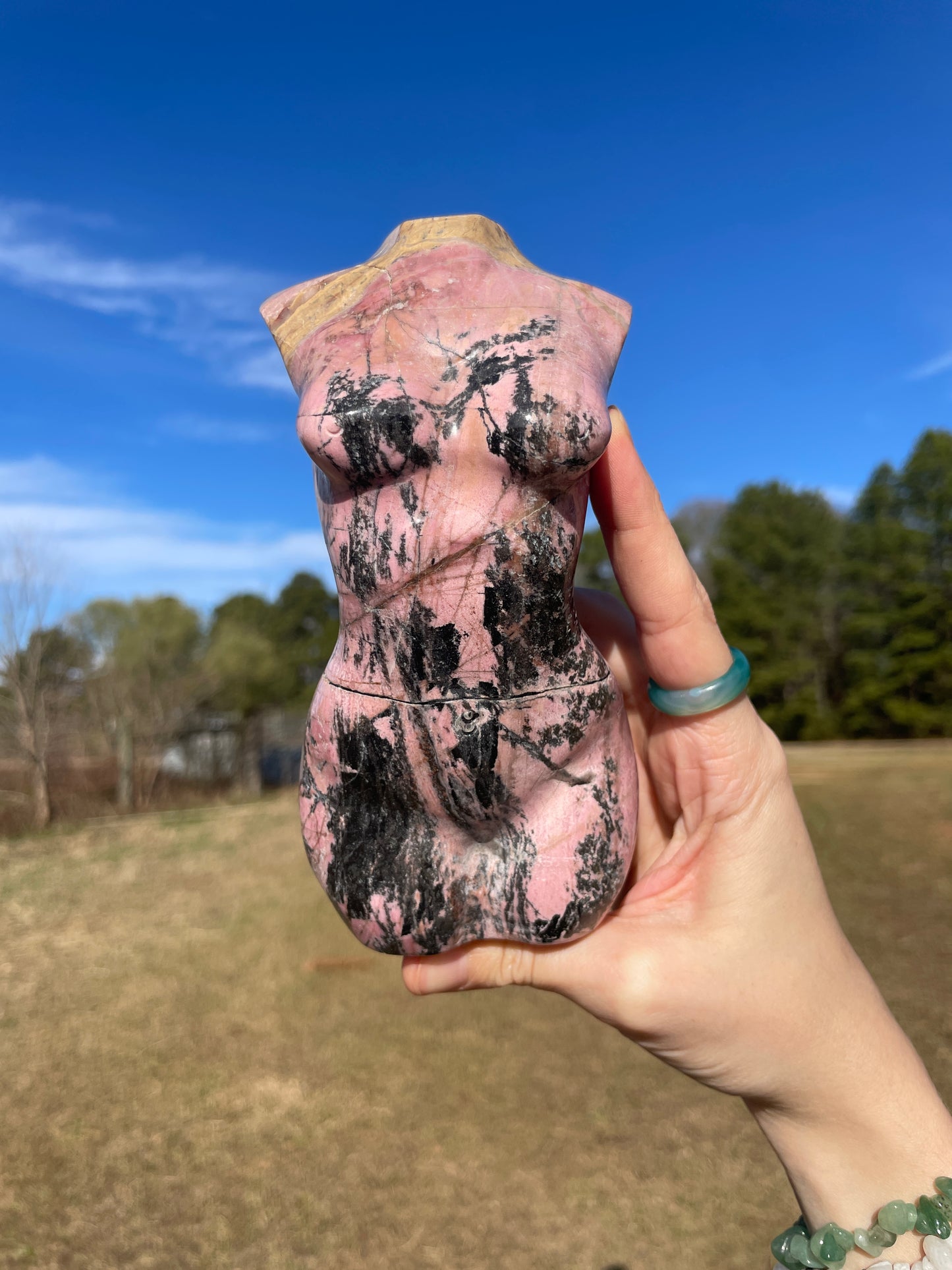 Large Rhodonite Goddess Carving (lady body)