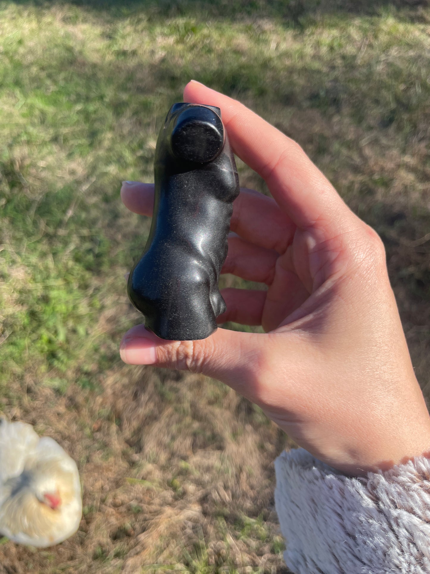 Imperfect Black Obsidian God (Man body) Carving