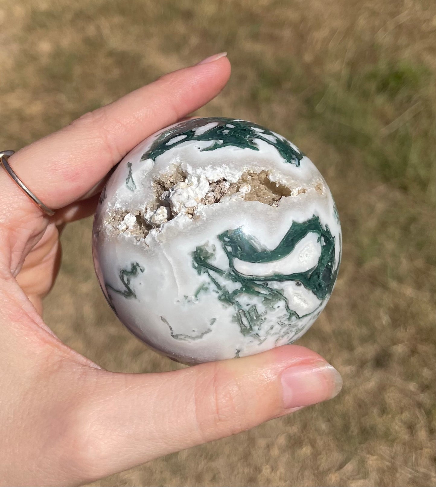 Druzy Moss Agate Sphere