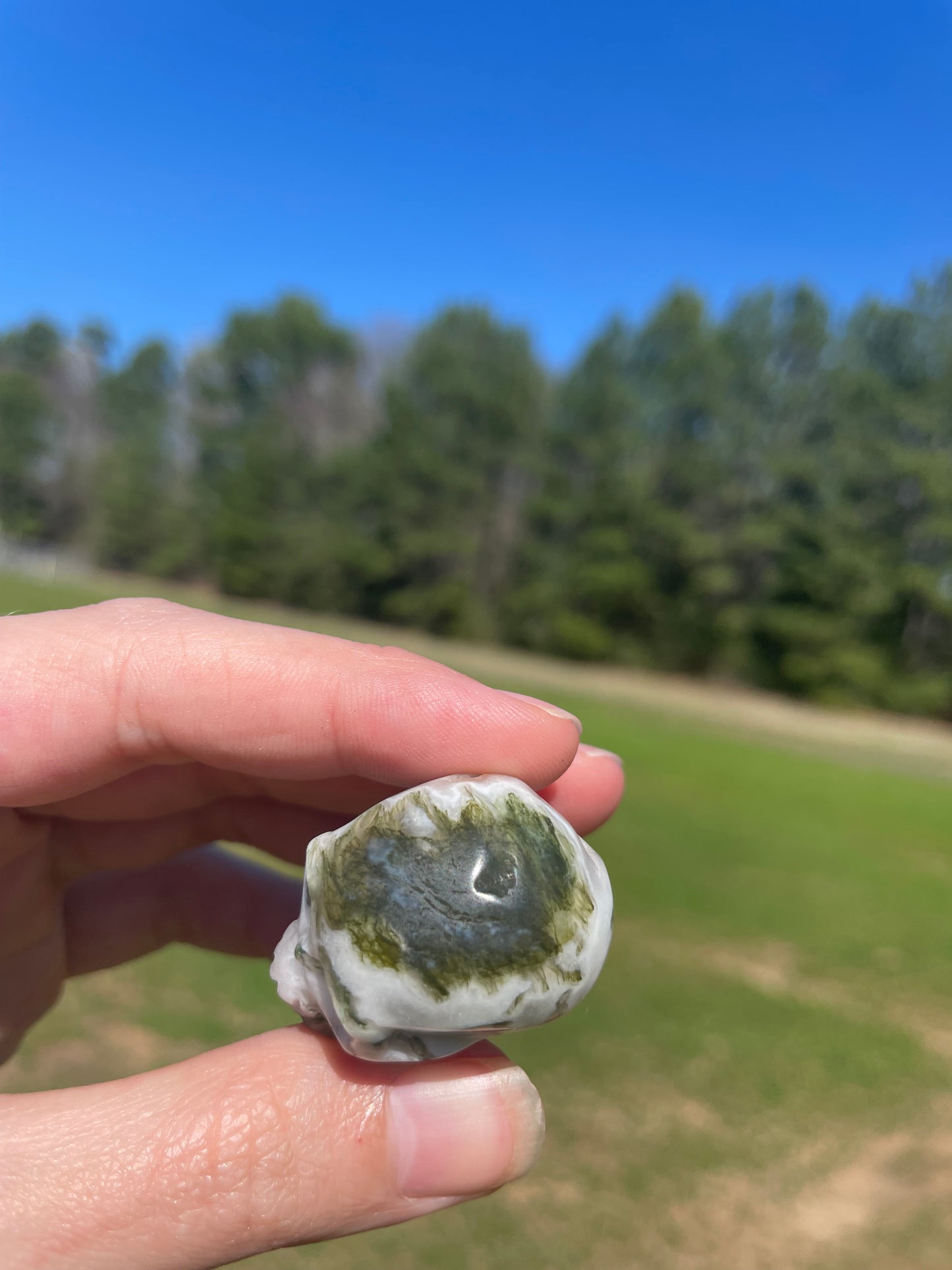 Imperfect MINI Druzy Moss Agate Skull