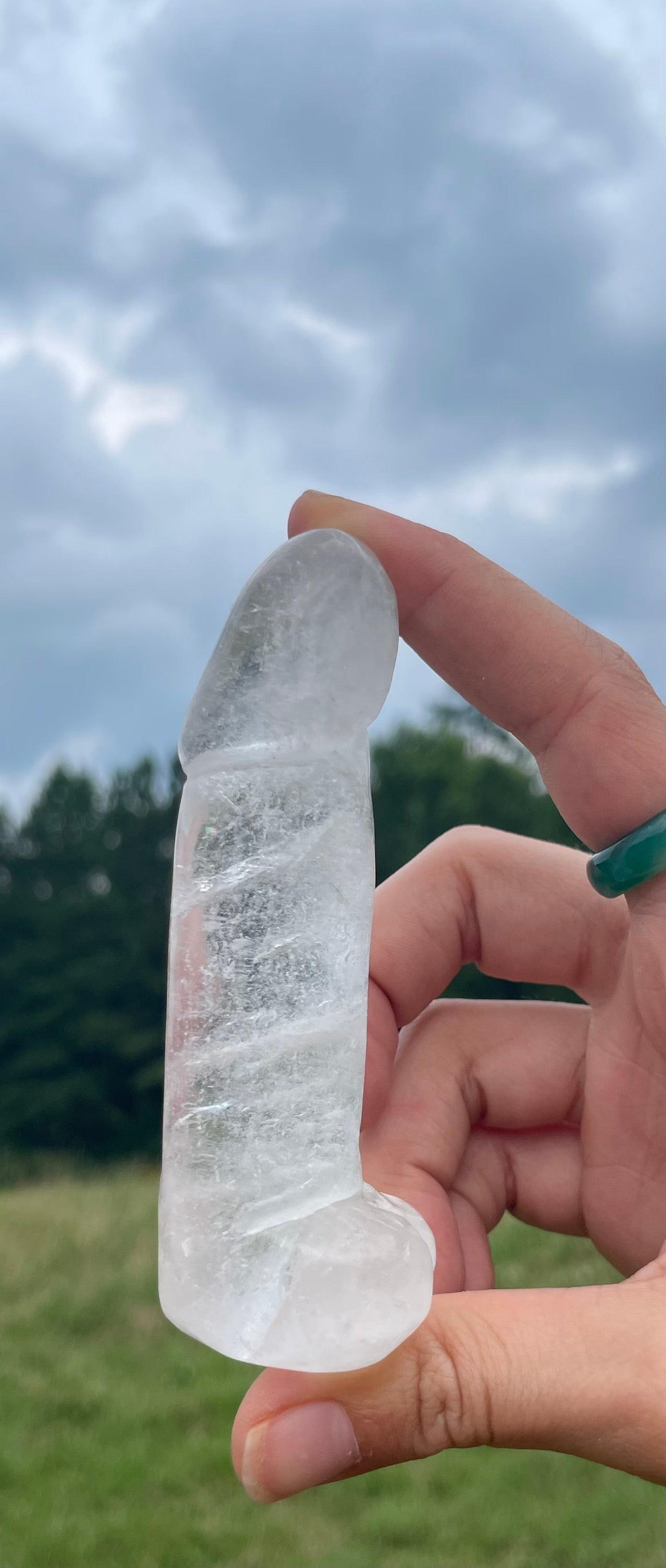 Clear Quartz Penis Carving