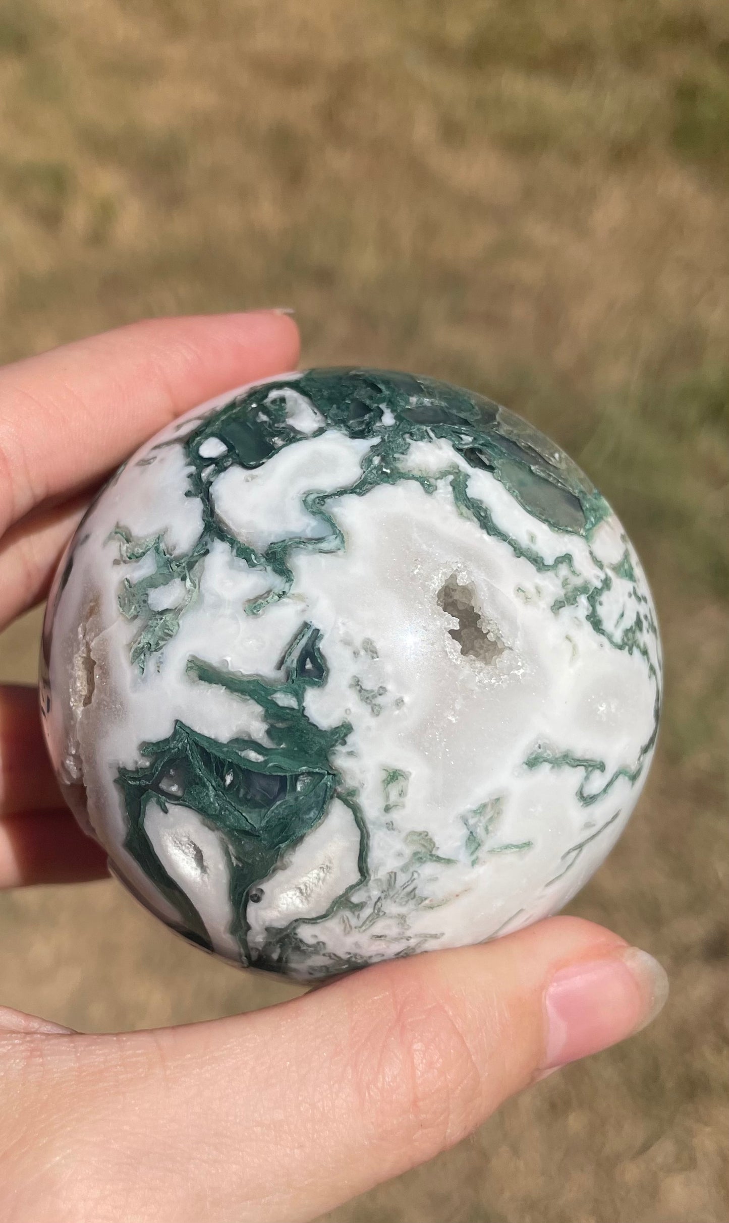 Druzy Moss Agate Sphere