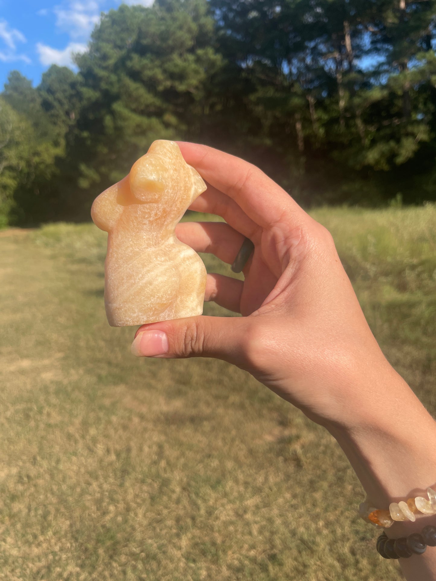 Banded Calcite Goddess carving