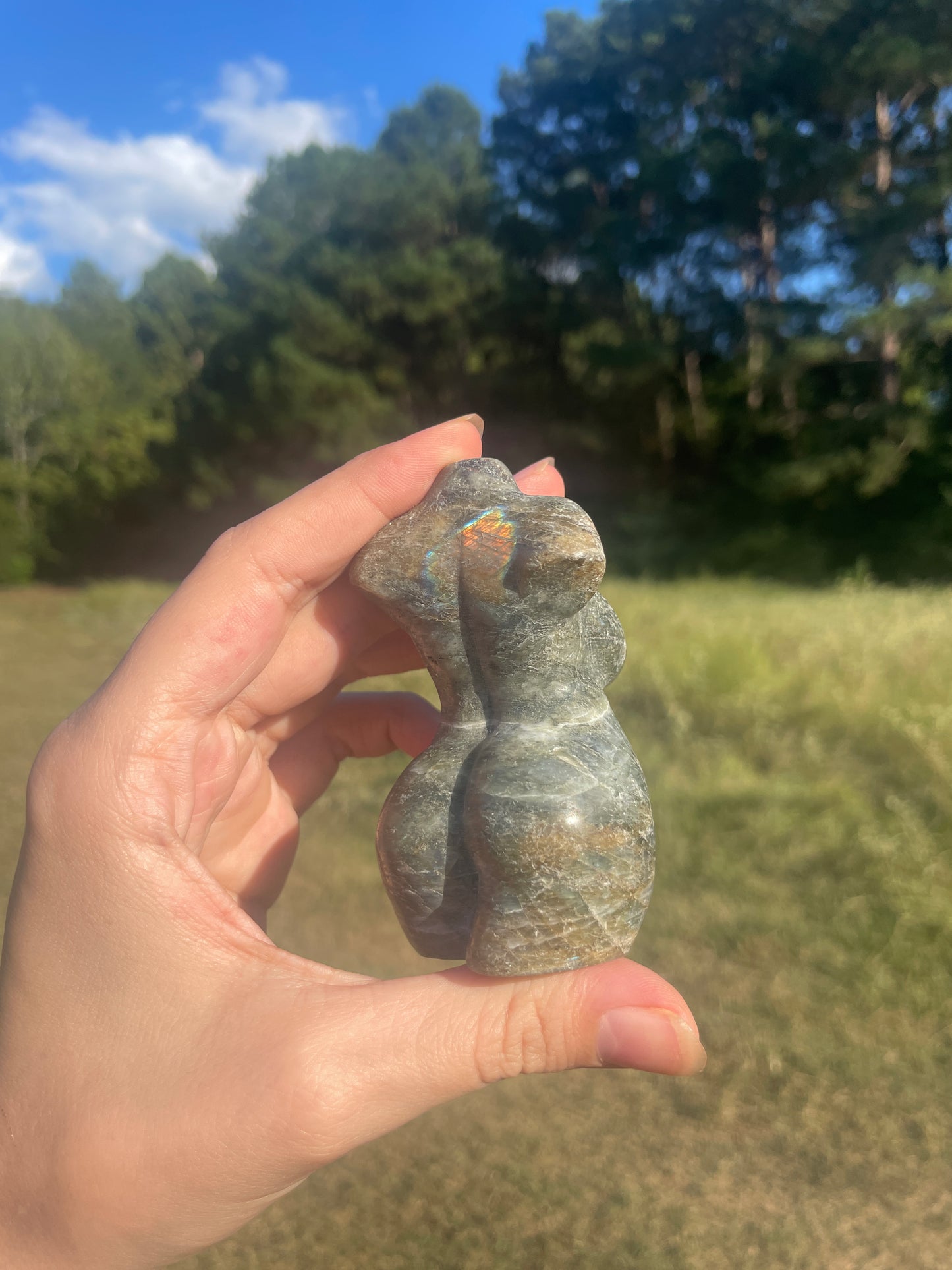 Flashy Labradorite Goddess carving