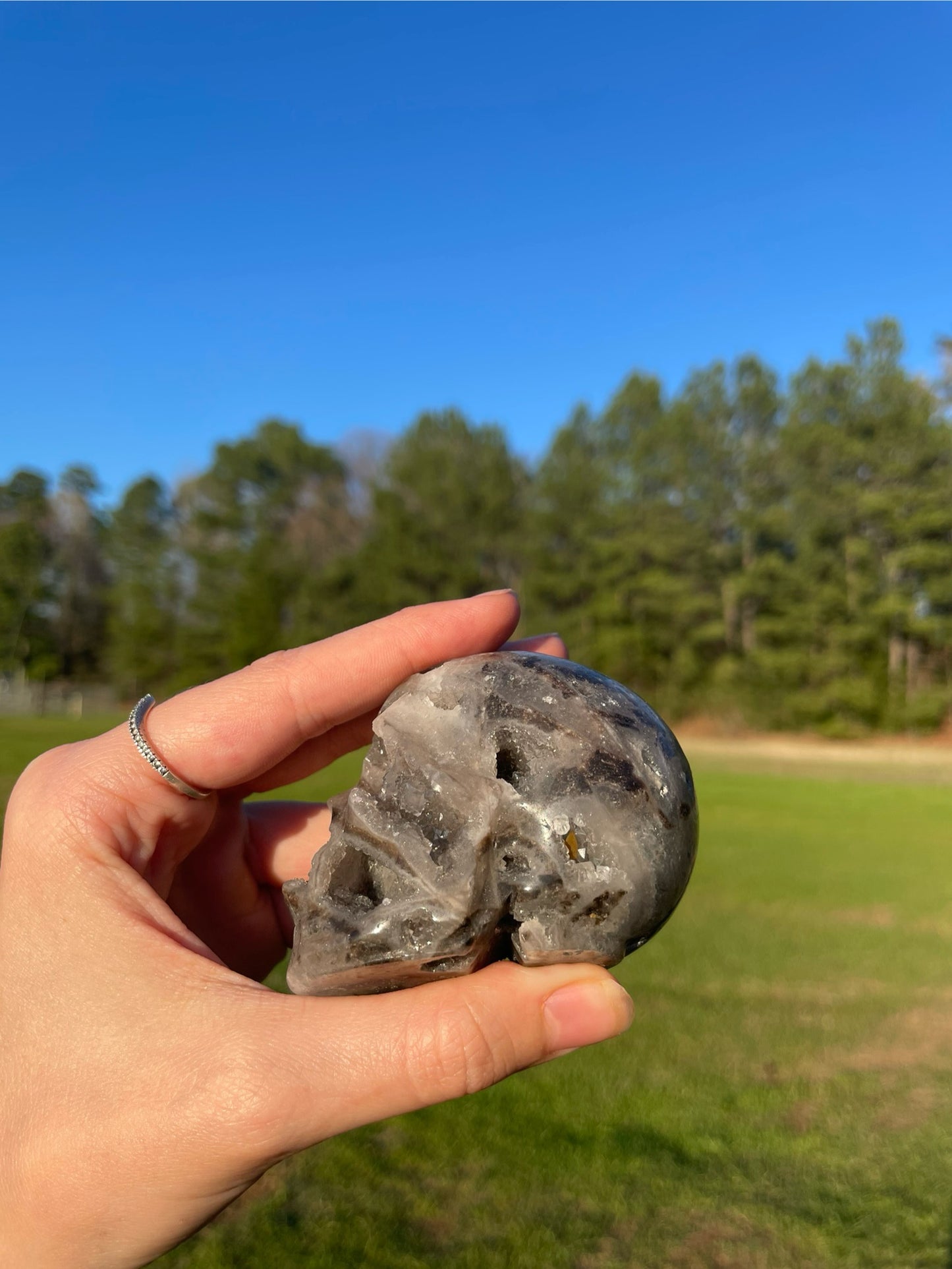 Druzy Sphalerite Skull Carving #1🖤