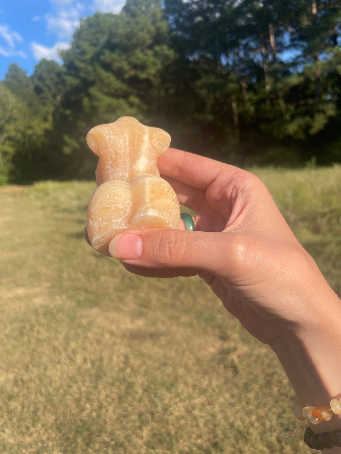 Banded Calcite Goddess carving