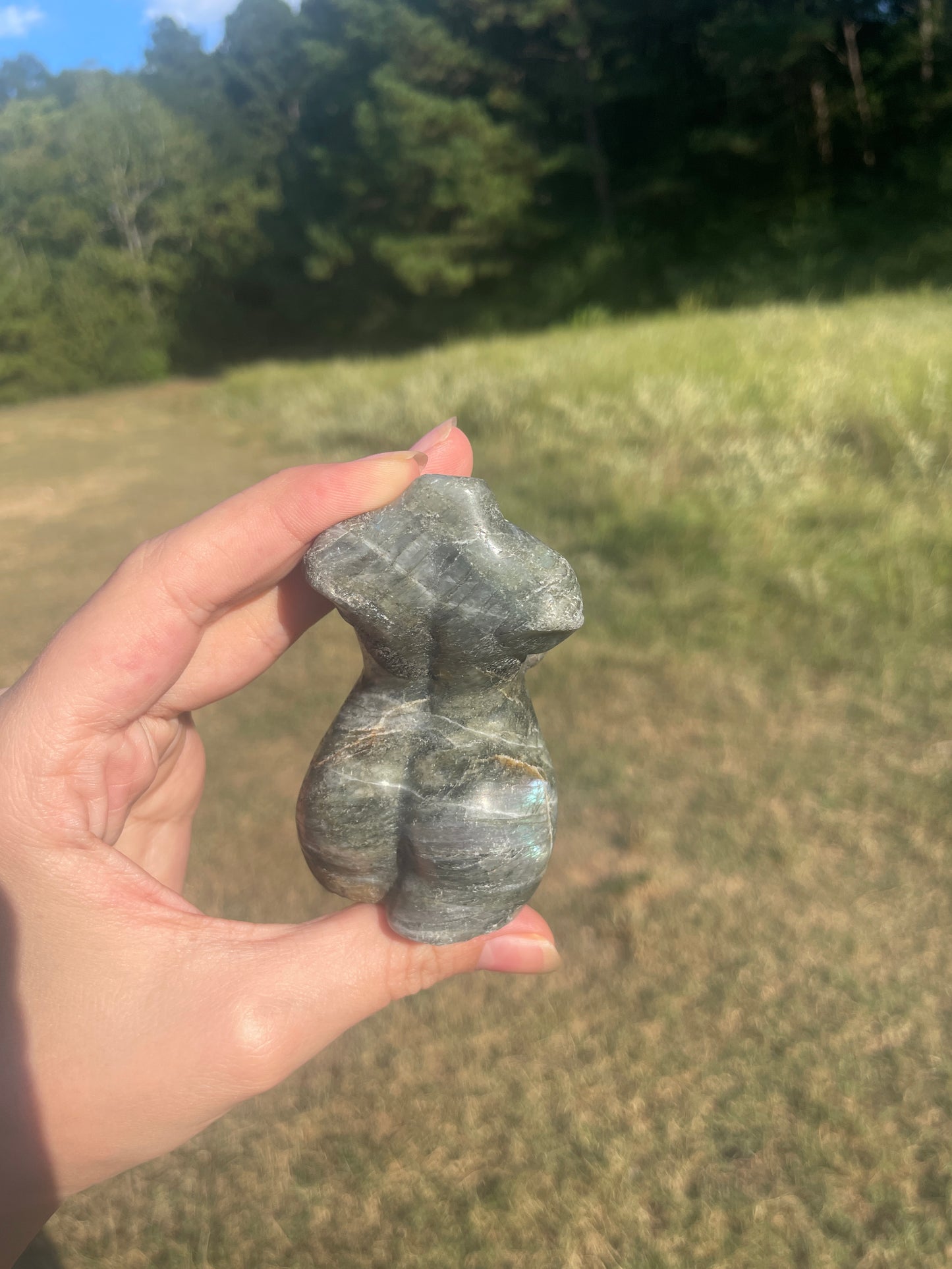 Labradorite Goddess carving (purple flash)