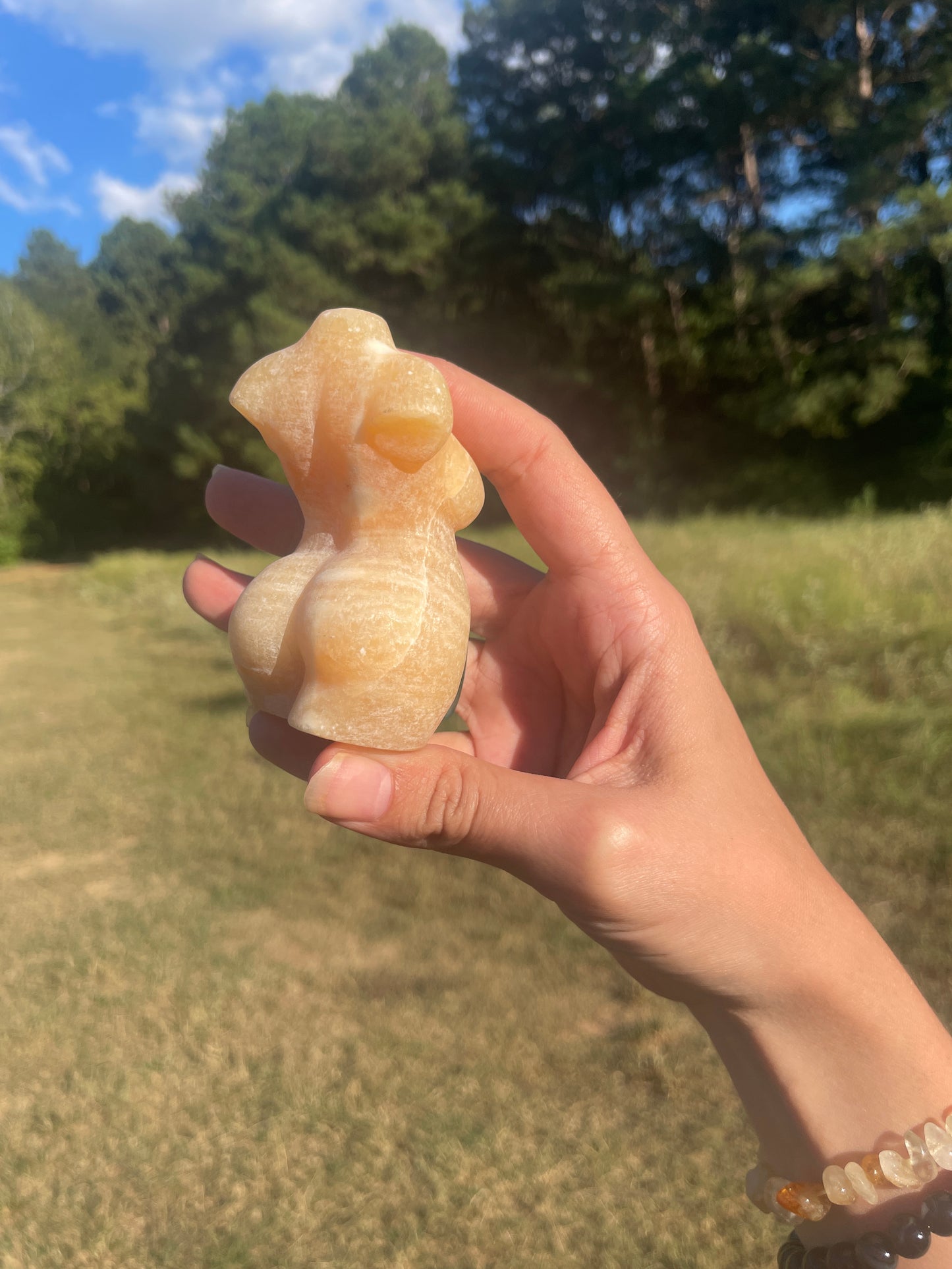 Banded Calcite Goddess carving