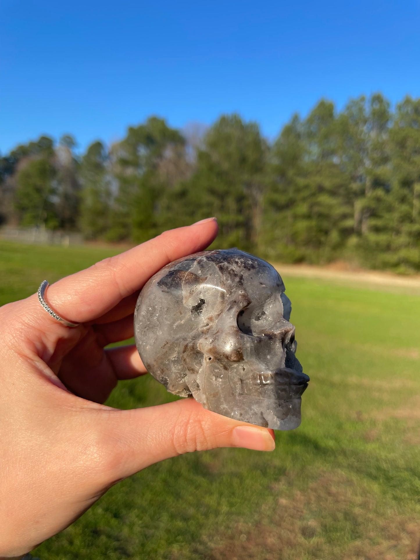 Druzy Sphalerite Skull Carving #1🖤