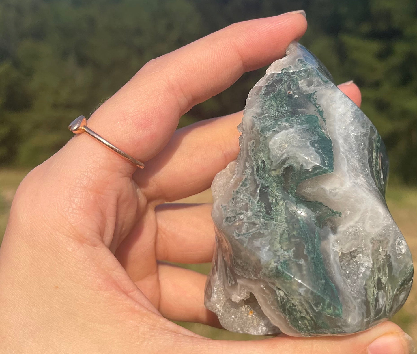 Druzy Moss Agate Flame