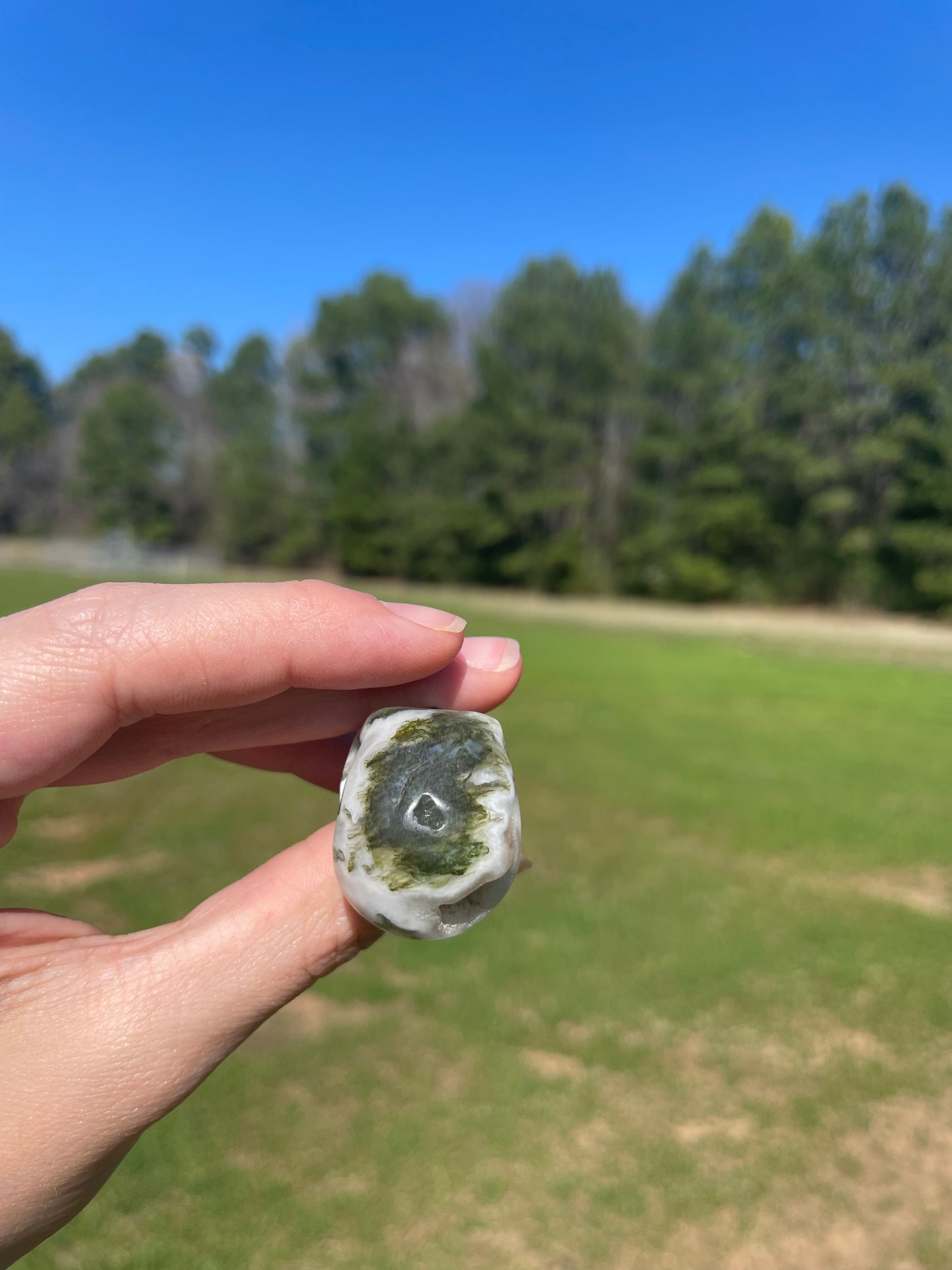 Imperfect MINI Druzy Moss Agate Skull