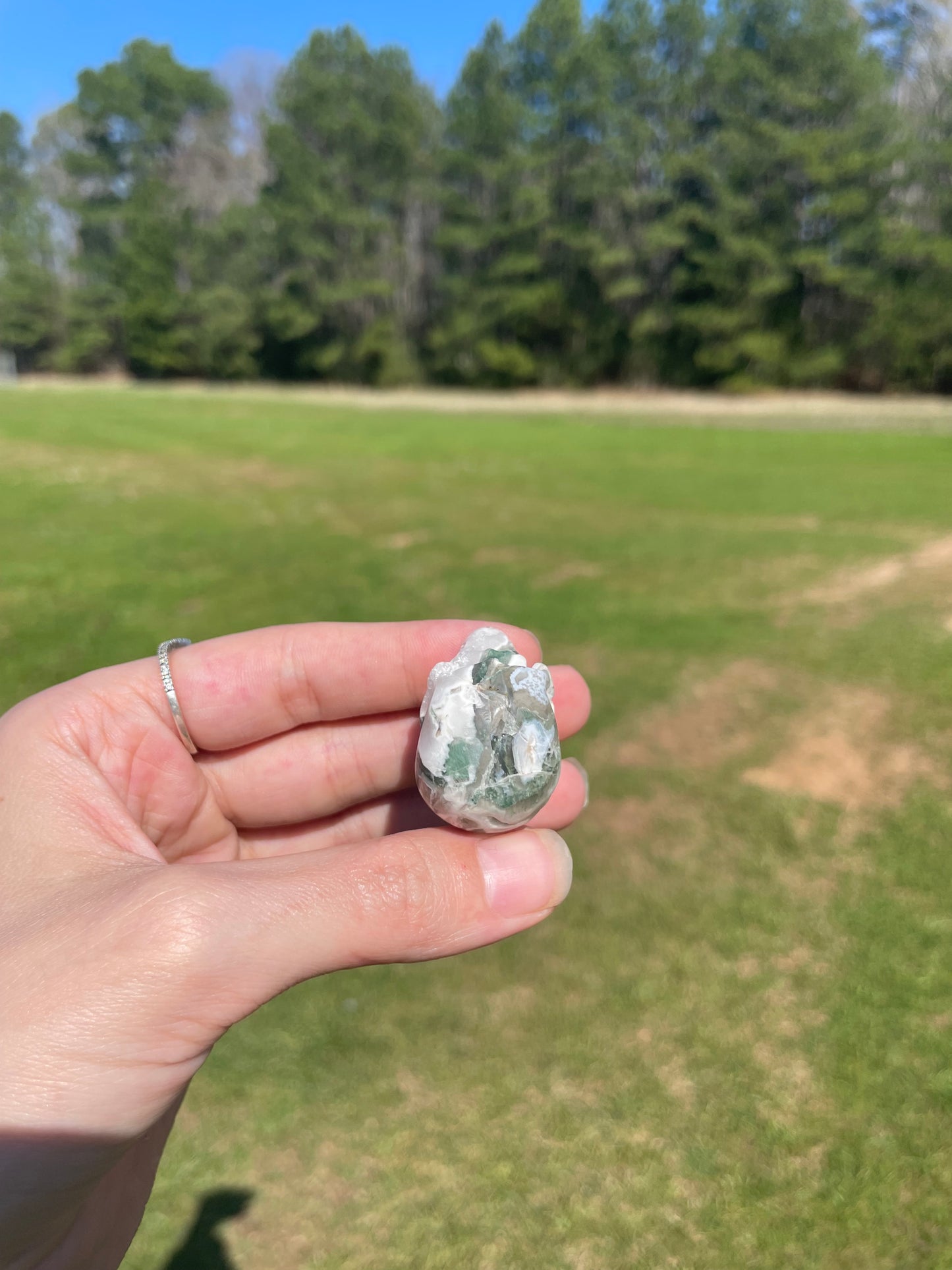 MINI Druzy Moss Agate Skull (imperfect)