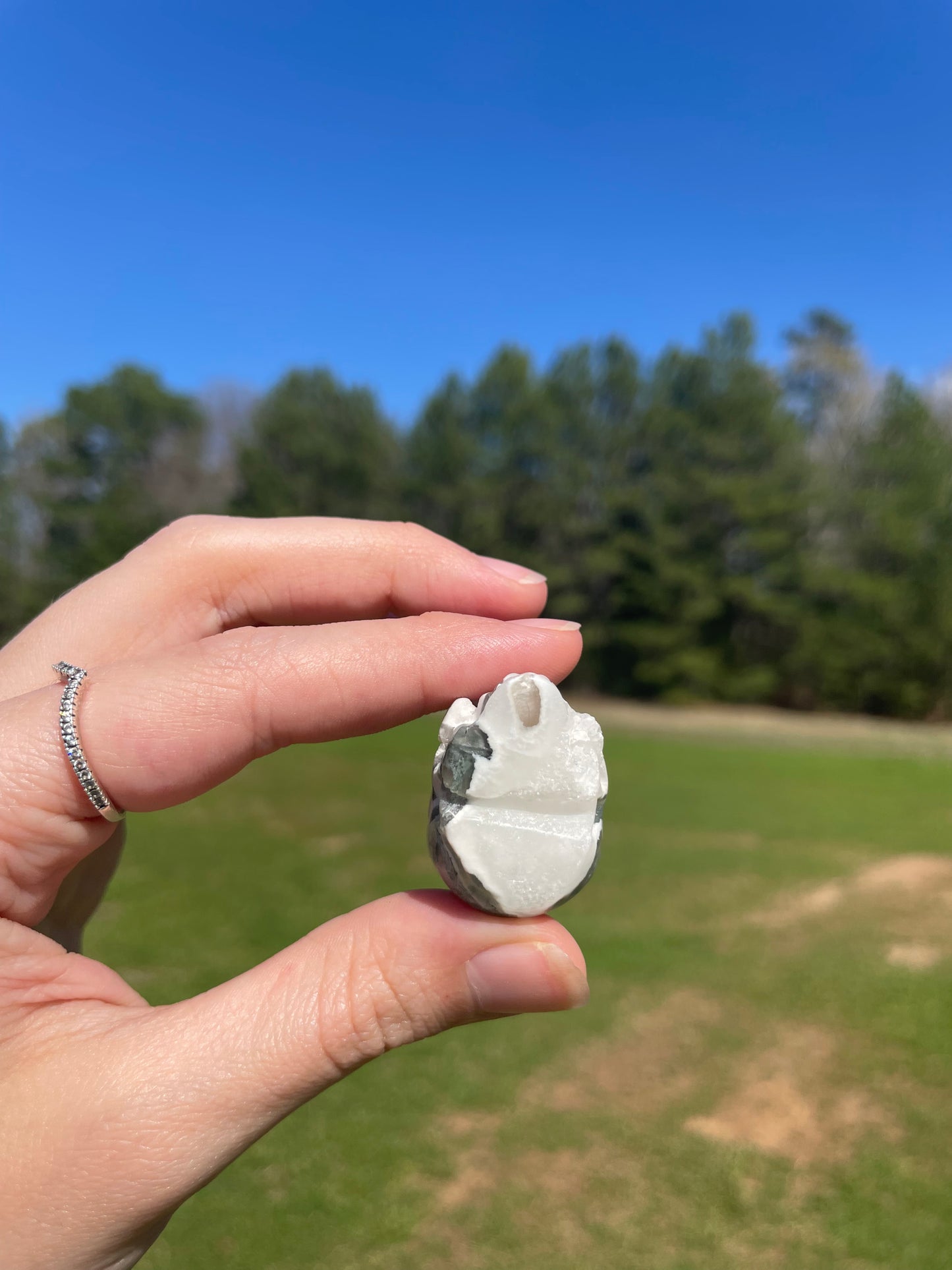 MINI Druzy Moss Agate Skull (imperfect)